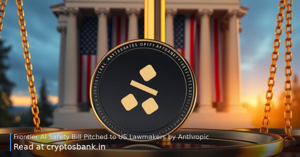 AI safety bill proposal symbol on scales of justice with US flag background