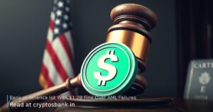 A judge's gavel resting over a dollar coin with the US flag in the background.