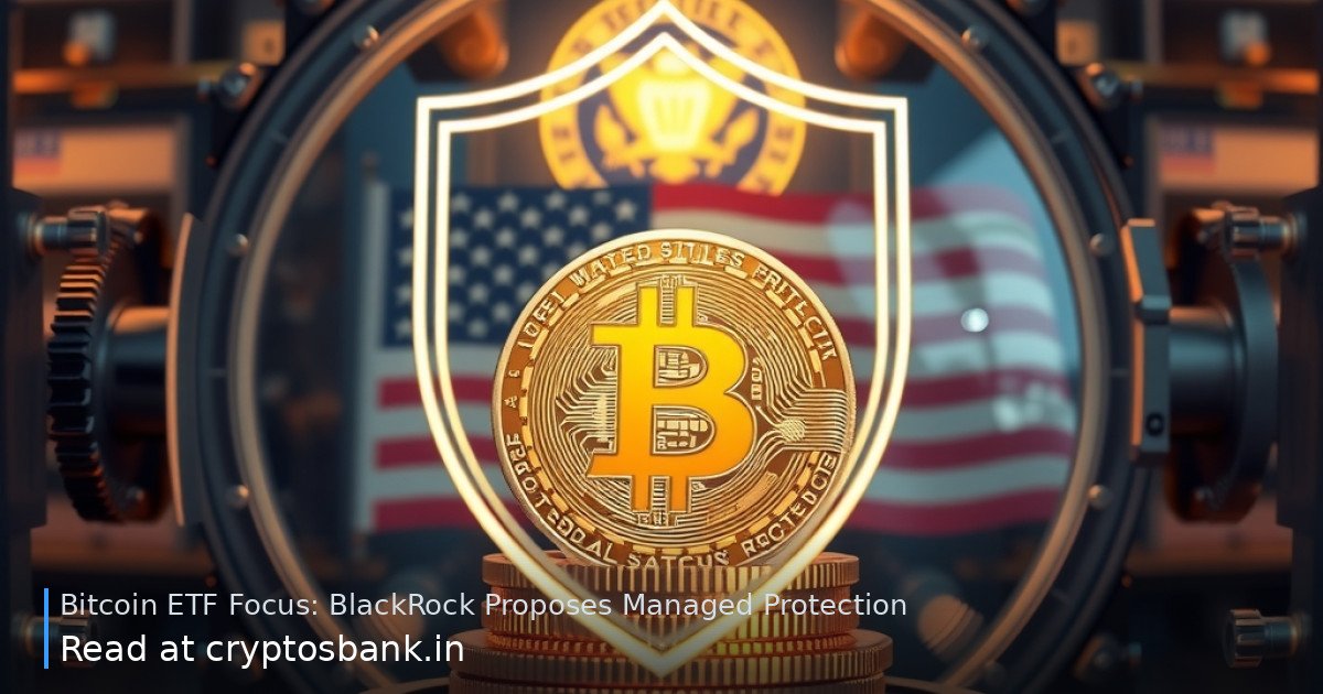 Gold Bitcoin coin protected inside a glass vault with a U.S. flag background.