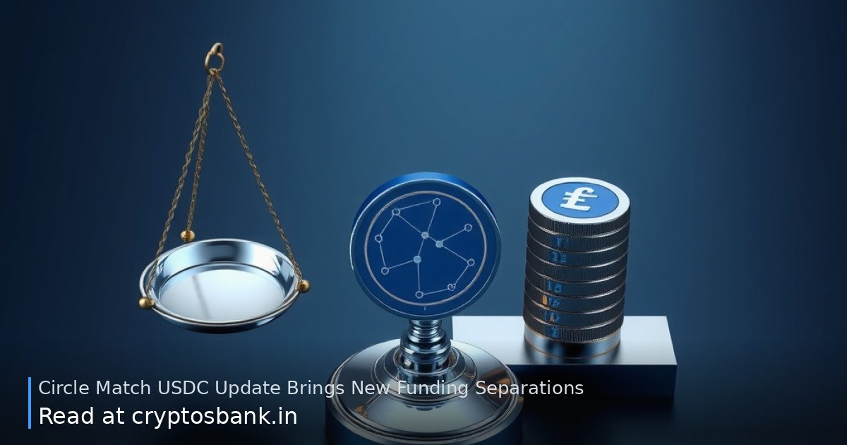 Scales balancing separate stacks of blue USDC coins, illustrating funding balances and fee trade-offs.