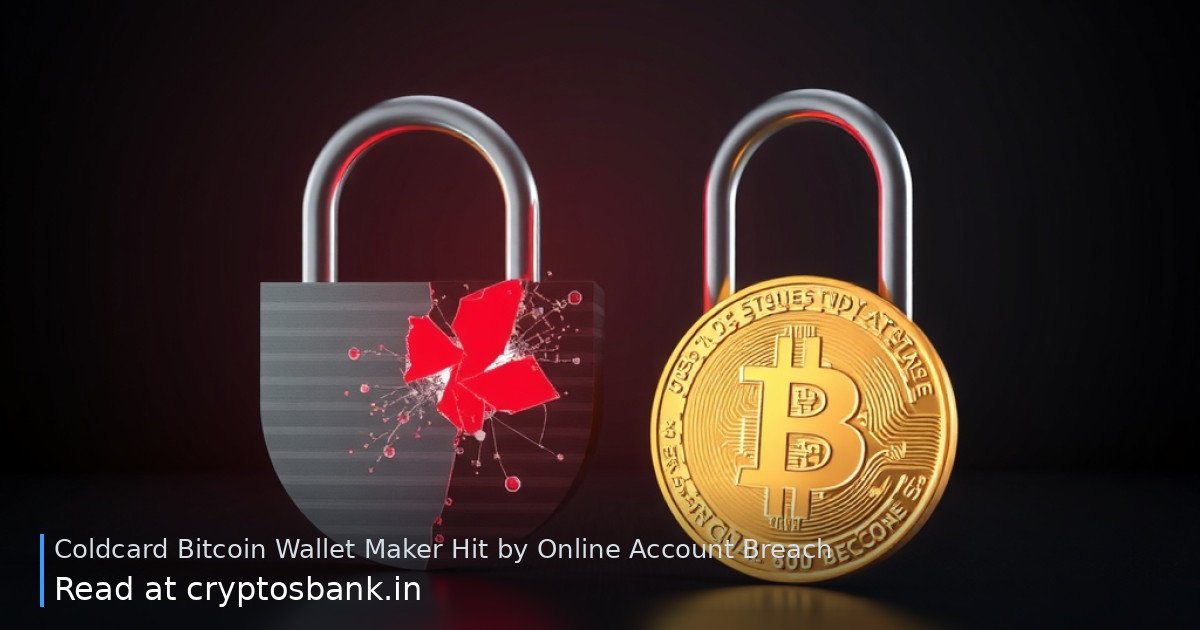 A gold Bitcoin coin next to a cracked padlock and shattered glass under red warning light.
