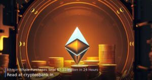 An illustration of a crypto whale accumulating altcoins and DeFi tokens inside a glass vault.