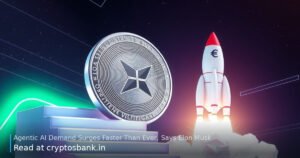 An illustration of a sleek coin climbing a glowing upward staircase next to a launching rocket.