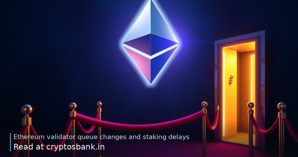 Illustration of Ethereum crystal with a delayed queue and a fast exit lane for validators.