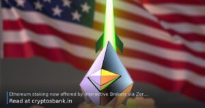 Ethereum crystal launching like a rocket with US flag background