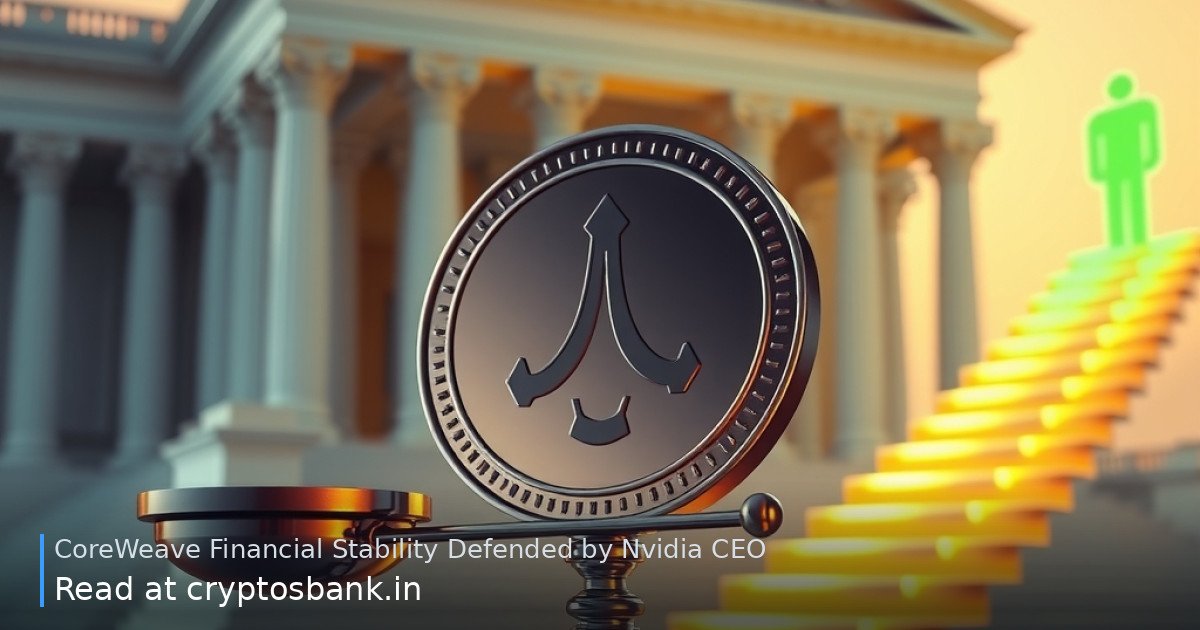 An abstract coin on scales of justice beside a glowing green rising staircase.