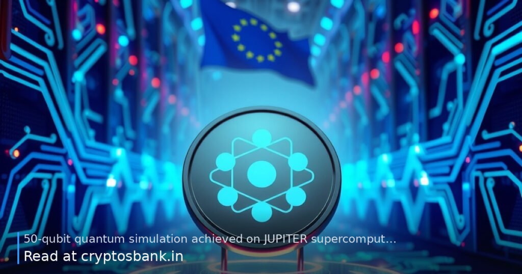 Supercomputer simulation of a 50-qubit quantum computer in Europe.
