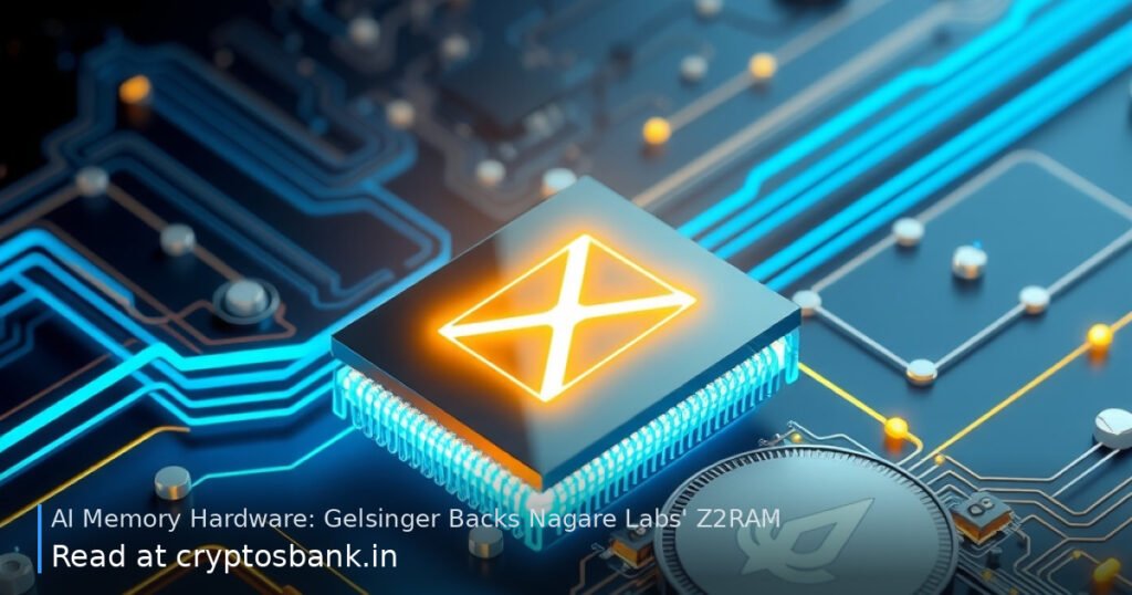 A glowing futuristic memory chip bypassing a digital grid bottleneck near a sleek crypto coin in cyan light.