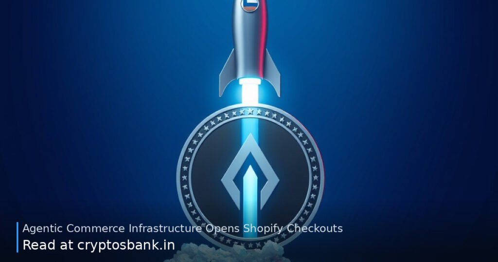 A dark silver coin with an abstract emblem on a launch pad as a rocket lifts off with bright spotlights.