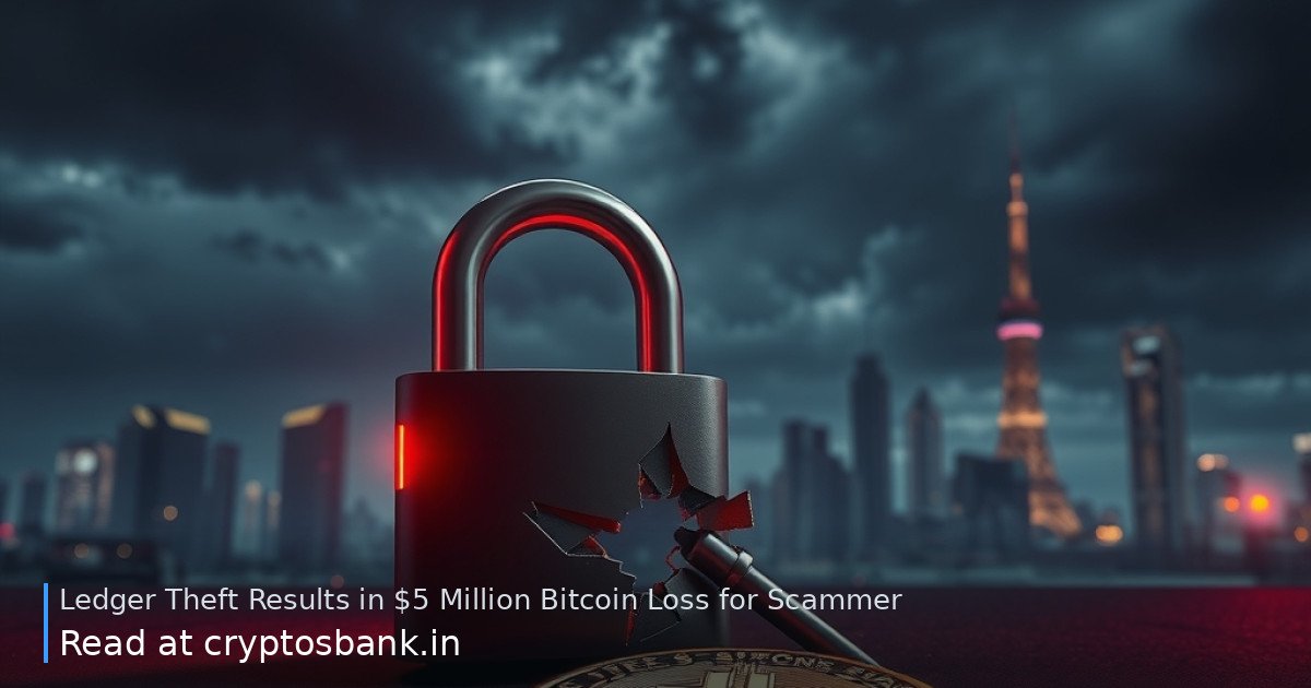 A golden Bitcoin coin next to a cracked padlock and broken glass under a red warning light.