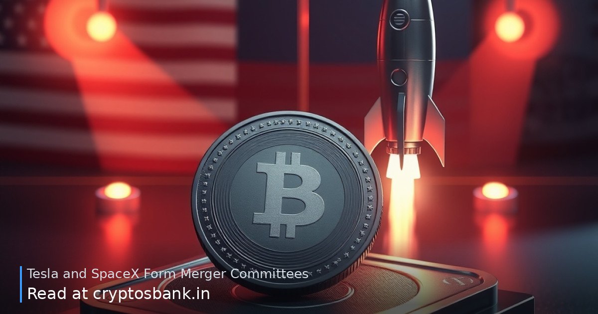 An abstract coin and a launching rocket symbolizing a corporate merger, with the US flag in the background.