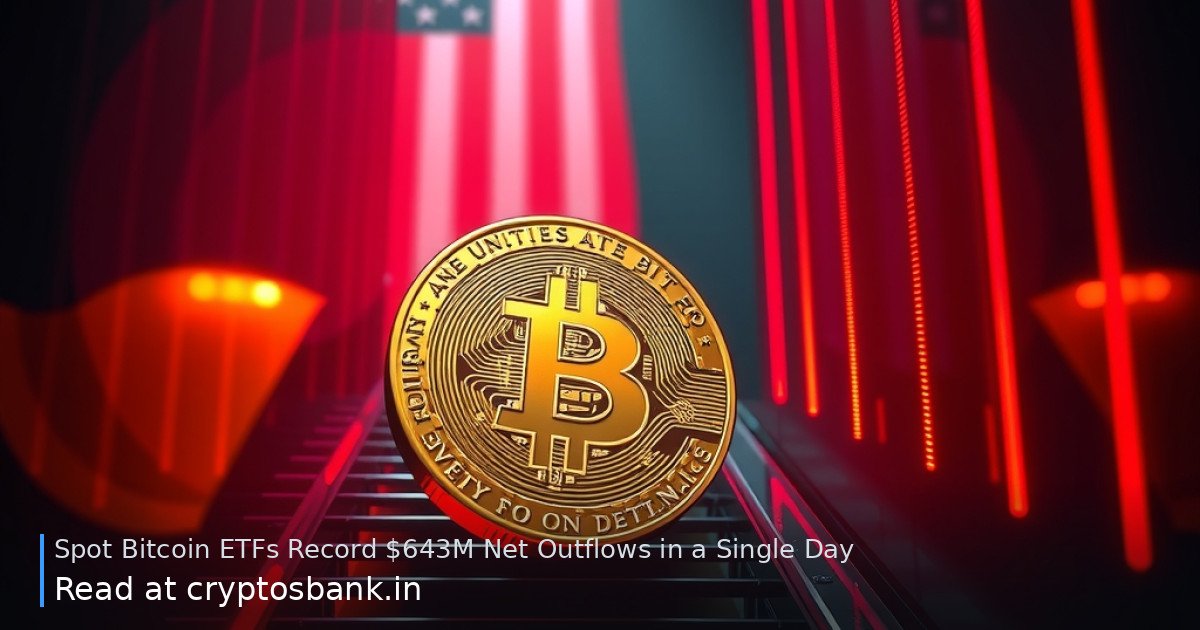 A gold Bitcoin coin sliding down a dark staircase with red light trails, against a US flag background.