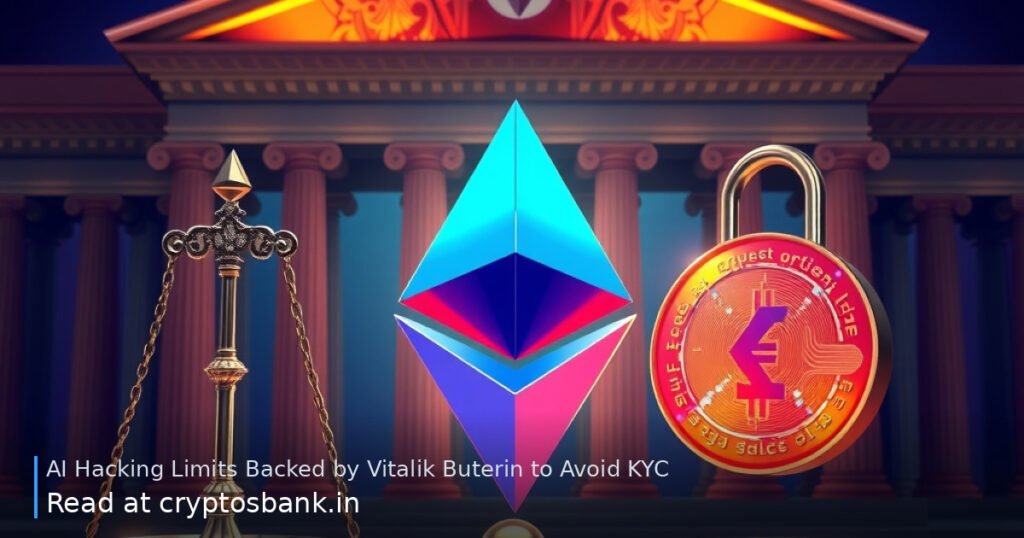 Ethereum crystal on scales of justice beside a cracked padlock under warm and red warning light.