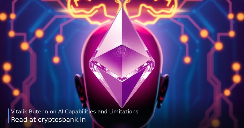 An Ethereum crystal floating between a human silhouette and a robotic AI head under a glowing data brain.