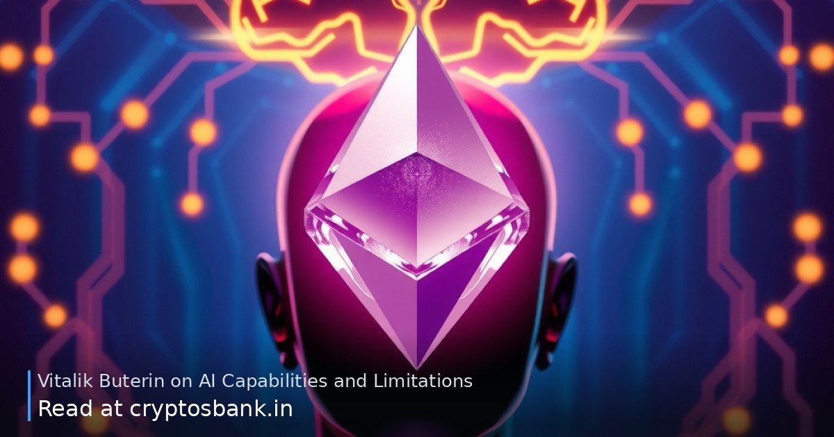 An Ethereum crystal floating between a human silhouette and a robotic AI head under a glowing data brain.