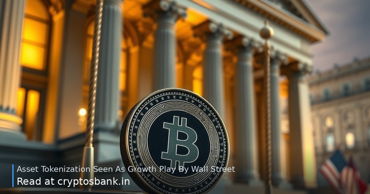 An illustration of a token coin on scales of justice before a classical building with the US flag.
