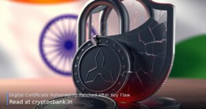 A dark silver coin next to a cracked padlock and shattered glass against the Indian flag.