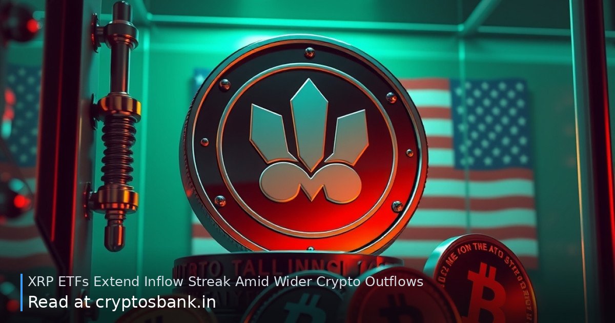 XRP coins in a glowing vault while other crypto coins slide downward.