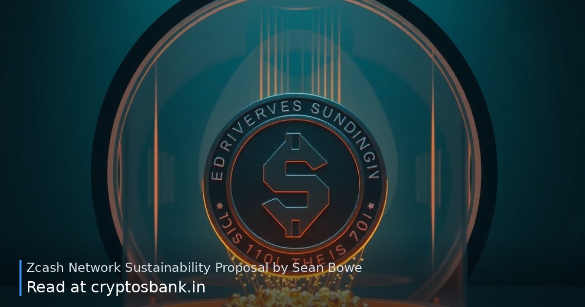 A dark silver Zcash coin inside a glowing glass reserve vault receiving a stream of glowing particles.